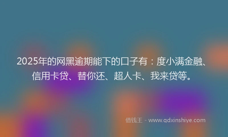 2025年的网黑逾期能下的口子有：度小满金融、信用卡贷、替你还、超人卡、我来贷等。