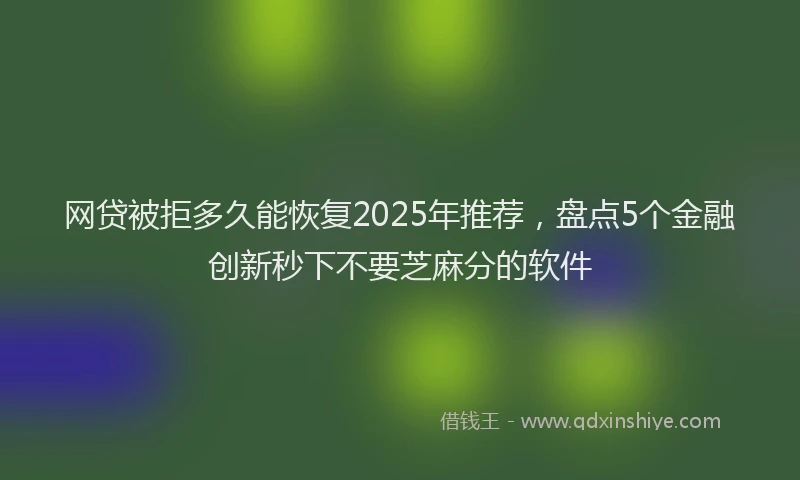 网贷被拒多久能恢复2025年推荐，盘点5个金融创新秒下不要芝麻分的软件