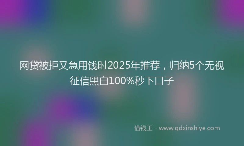 网贷被拒又急用钱时2025年推荐，归纳5个无视征信黑白100%秒下口子