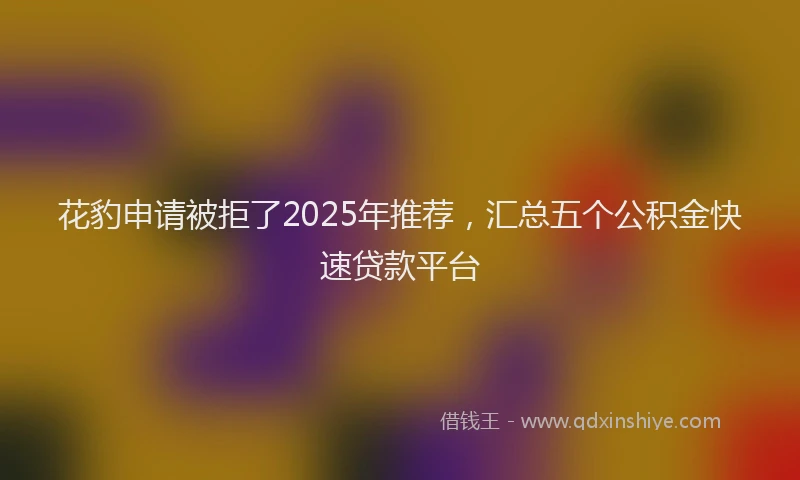 花豹申请被拒了2025年推荐，汇总五个公积金快速贷款平台