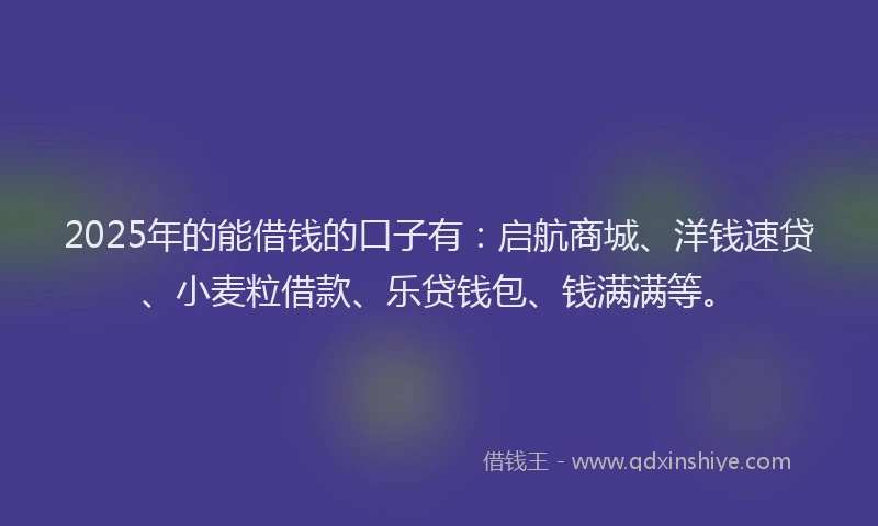 2025年的能借钱的口子有：启航商城、洋钱速贷、小麦粒借款、乐贷钱包、钱满满等。