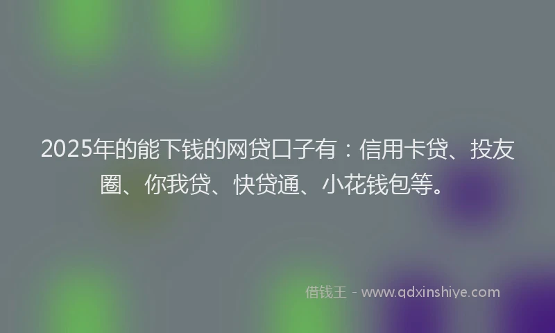 2025年的能下钱的网贷口子有：信用卡贷、投友圈、你我贷、快贷通、小花钱包等。