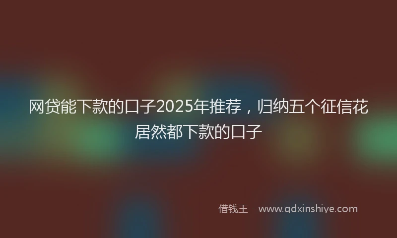 网贷能下款的口子2025年推荐，归纳五个征信花居然都下款的口子