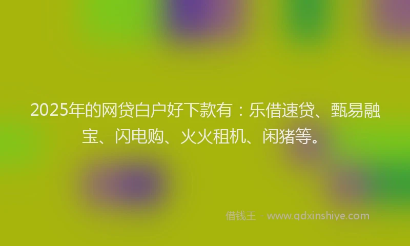 2025年的网贷白户好下款有：乐借速贷、甄易融宝、闪电购、火火租机、闲猪等。
