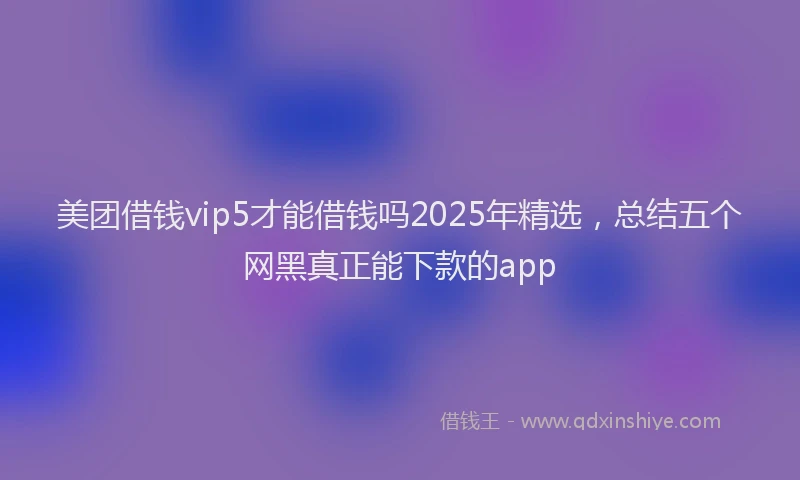 美团借钱vip5才能借钱吗2025年精选，总结五个网黑真正能下款的app