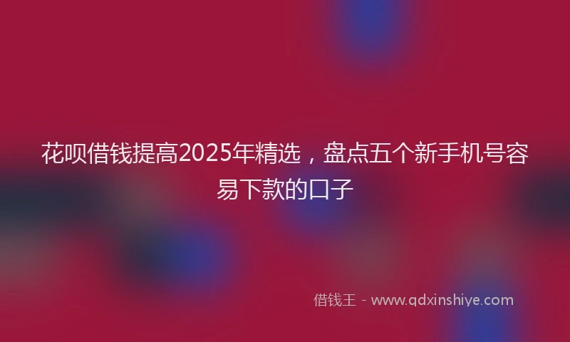 花呗借钱提高2025年精选，盘点五个新手机号容易下款的口子