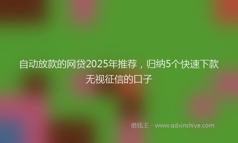 自动放款的网贷2025年推荐，归纳5个快速下款无视征信的口子