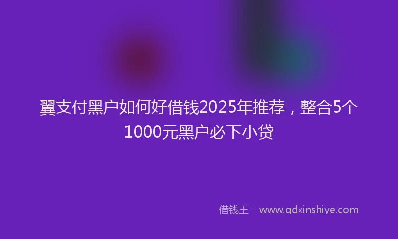 翼支付黑户如何好借钱2025年推荐，整合5个1000元黑户必下小贷