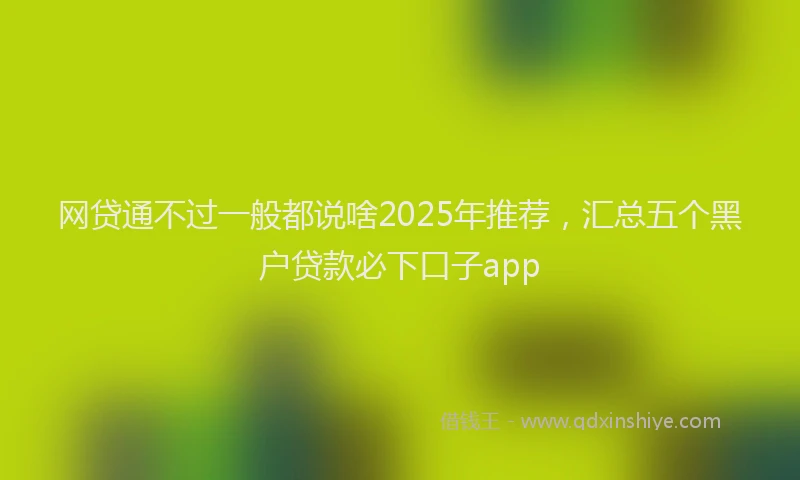 网贷通不过一般都说啥2025年推荐，汇总五个黑户贷款必下口子app