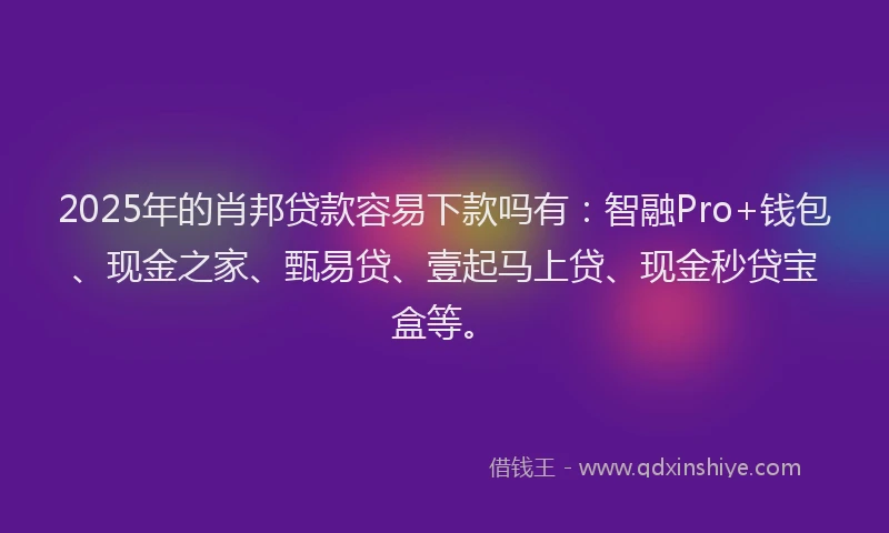 2025年的肖邦贷款容易下款吗有：智融Pro+钱包、现金之家、甄易贷、壹起马上贷、现金秒贷宝盒等。