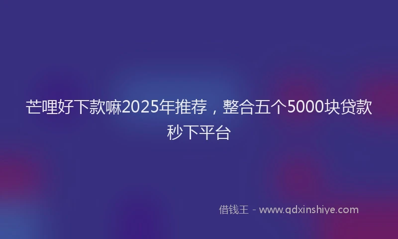 芒哩好下款嘛2025年推荐，整合五个5000块贷款秒下平台