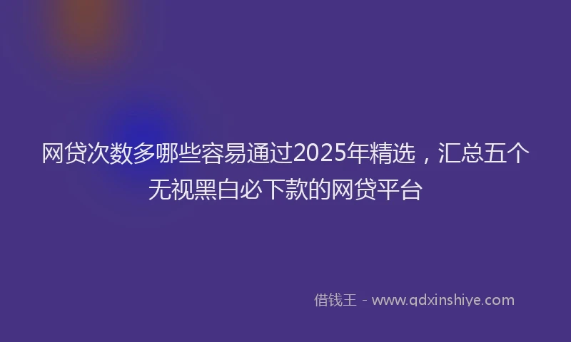 网贷次数多哪些容易通过2025年精选，汇总五个无视黑白必下款的网贷平台