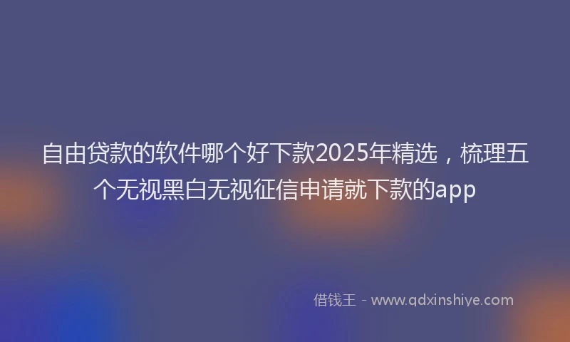 自由贷款的软件哪个好下款2025年精选，梳理五个无视黑白无视征信申请就下款的app