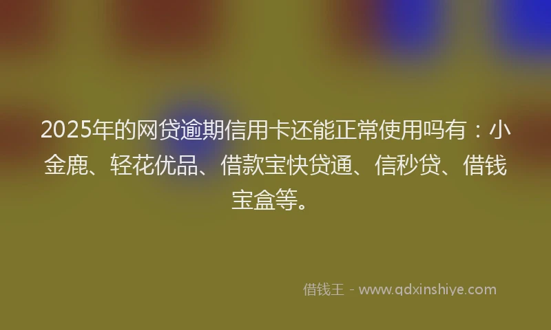 2025年的网贷逾期信用卡还能正常使用吗有：小金鹿、轻花优品、借款宝快贷通、信秒贷、借钱宝盒等。