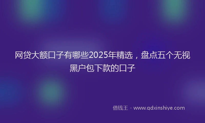 网贷大额口子有哪些2025年精选，盘点五个无视黑户包下款的口子