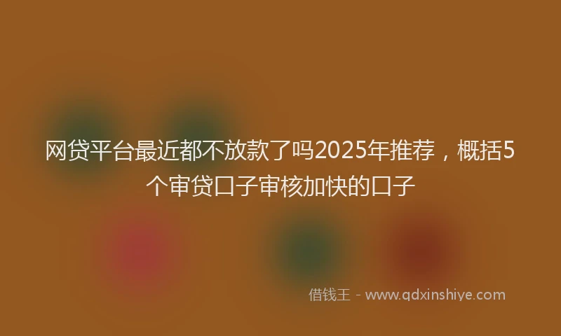 网贷平台最近都不放款了吗2025年推荐，概括5个审贷口子审核加快的口子