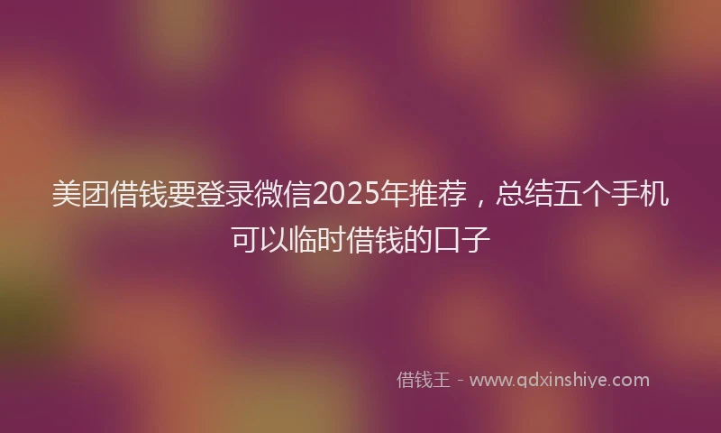 美团借钱要登录微信2025年推荐，总结五个手机可以临时借钱的口子