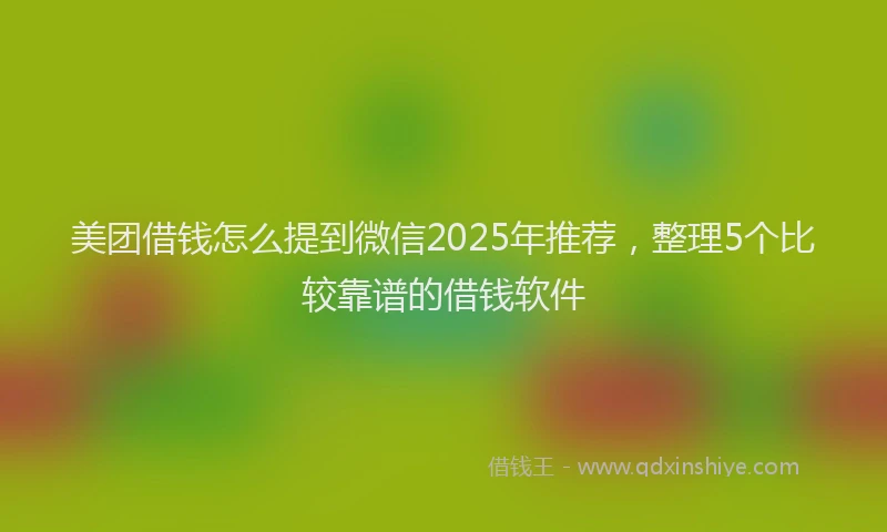 美团借钱怎么提到微信2025年推荐，整理5个比较靠谱的借钱软件