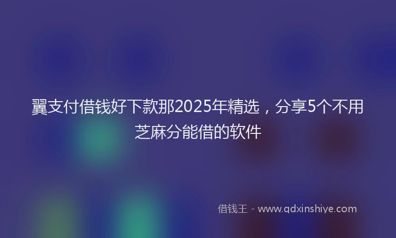 翼支付借钱好下款那2025年精选，分享5个不用芝麻分能借的软件