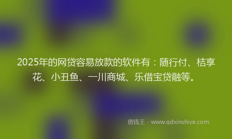 2025年的网贷容易放款的软件有：随行付、桔享花、小丑鱼、一川商城、乐借宝贷融等。