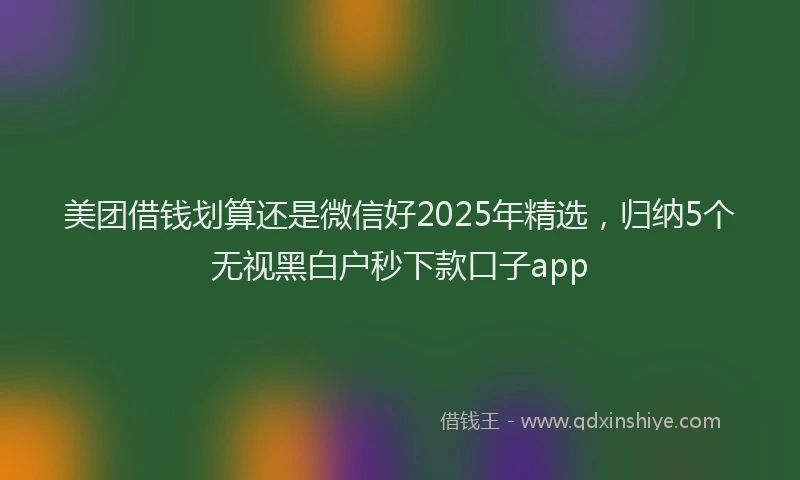 美团借钱划算还是微信好2025年精选，归纳5个无视黑白户秒下款口子app
