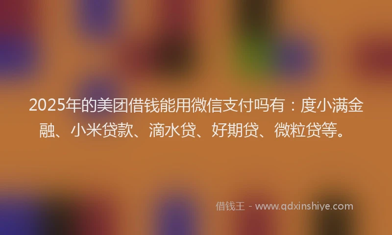 2025年的美团借钱能用微信支付吗有：度小满金融、小米贷款、滴水贷、好期贷、微粒贷等。
