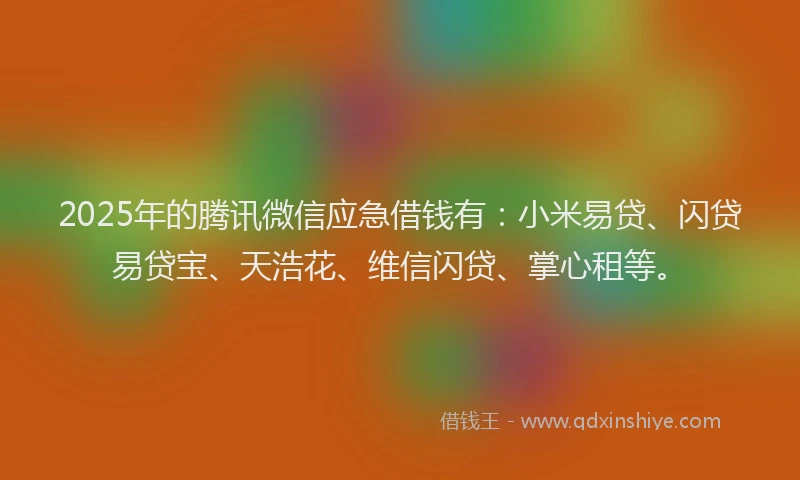 2025年的腾讯微信应急借钱有：小米易贷、闪贷易贷宝、天浩花、维信闪贷、掌心租等。