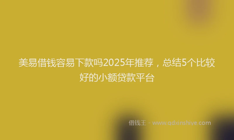 美易借钱容易下款吗2025年推荐，总结5个比较好的小额贷款平台