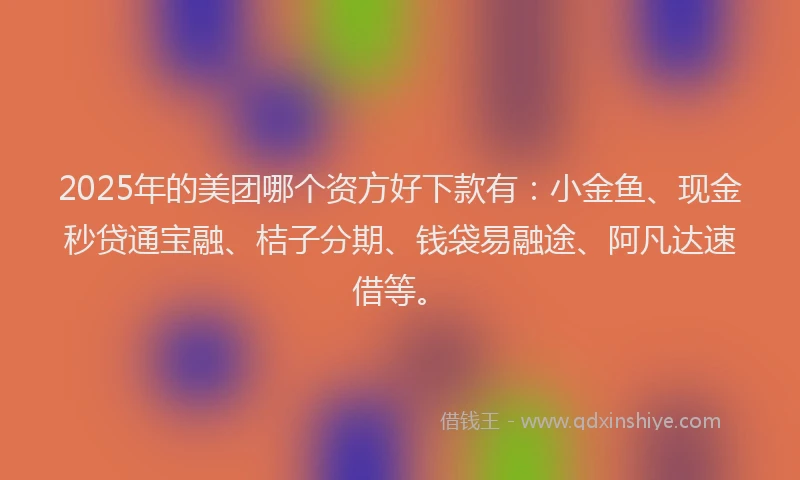 2025年的美团哪个资方好下款有：小金鱼、现金秒贷通宝融、桔子分期、钱袋易融途、阿凡达速借等。