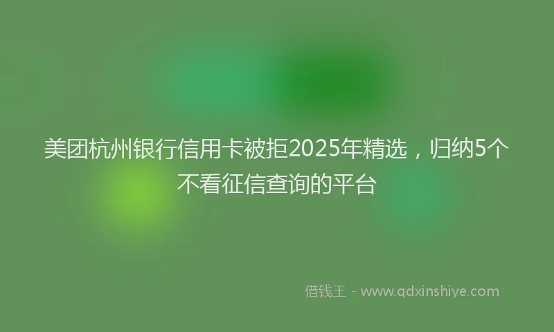 美团杭州银行信用卡被拒2025年精选，归纳5个不看征信查询的平台