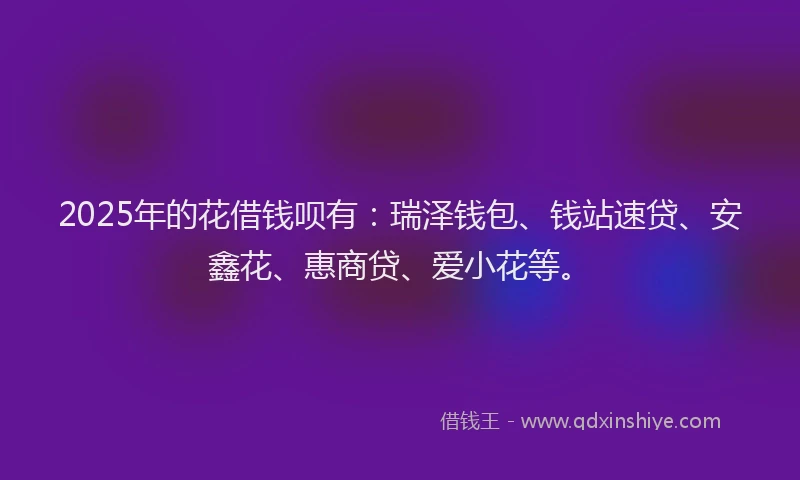 2025年的花借钱呗有：瑞泽钱包、钱站速贷、安鑫花、惠商贷、爱小花等。