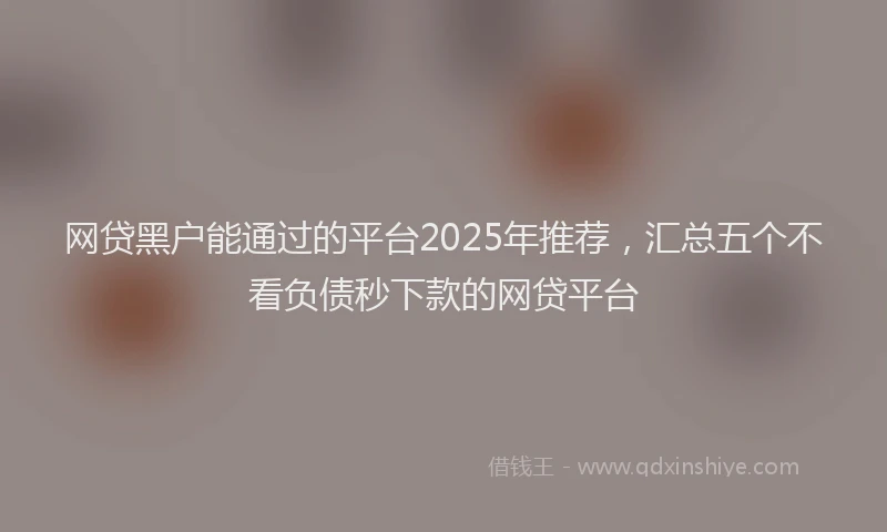 网贷黑户能通过的平台2025年推荐，汇总五个不看负债秒下款的网贷平台