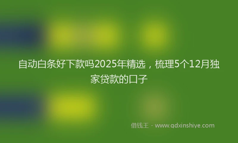 自动白条好下款吗2025年精选，梳理5个12月独家贷款的口子