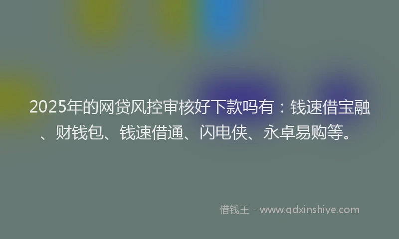 2025年的网贷风控审核好下款吗有：钱速借宝融、财钱包、钱速借通、闪电侠、永卓易购等。