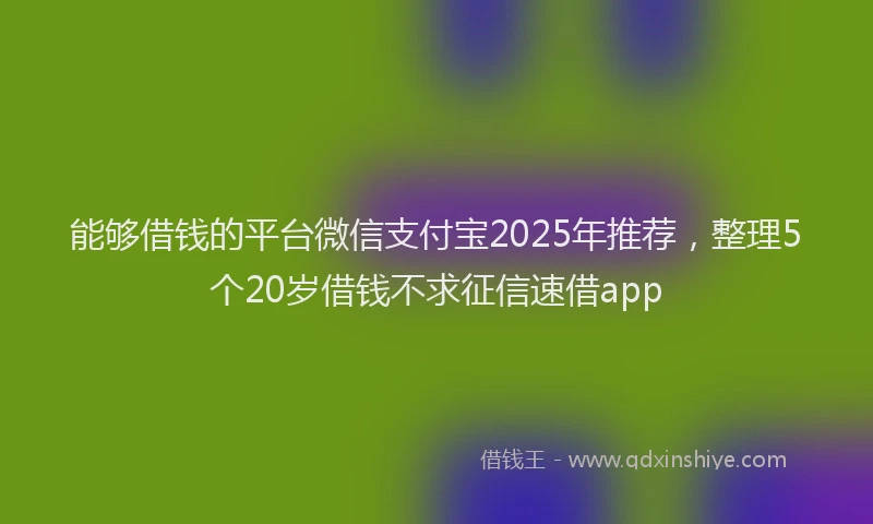 能够借钱的平台微信支付宝2025年推荐，整理5个20岁借钱不求征信速借app