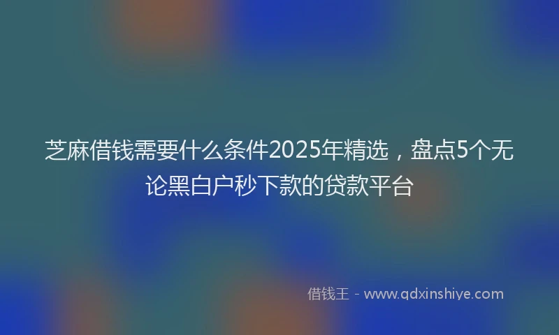 芝麻借钱需要什么条件2025年精选，盘点5个无论黑白户秒下款的贷款平台
