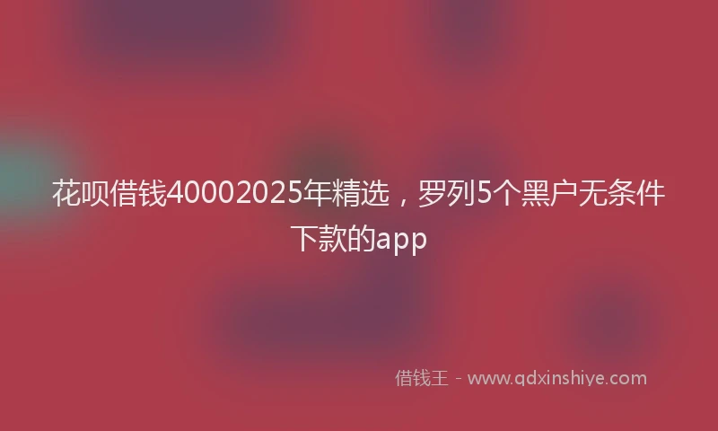 花呗借钱40002025年精选，罗列5个黑户无条件下款的app