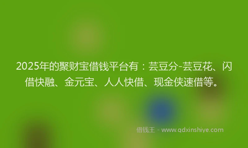 2025年的聚财宝借钱平台有：芸豆分-芸豆花、闪借快融、金元宝、人人快借、现金侠速借等。