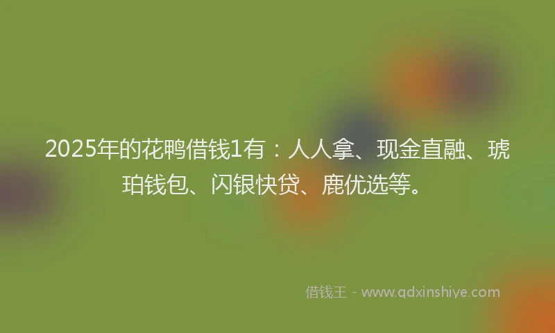 2025年的花鸭借钱1有：人人拿、现金直融、琥珀钱包、闪银快贷、鹿优选等。