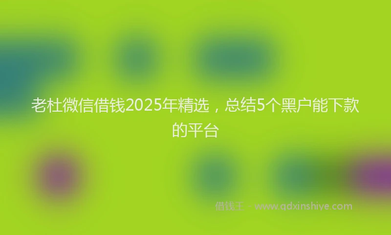 老杜微信借钱2025年精选，总结5个黑户能下款的平台