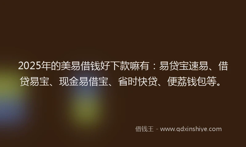 2025年的美易借钱好下款嘛有：易贷宝速易、借贷易宝、现金易借宝、省时快贷、便荔钱包等。