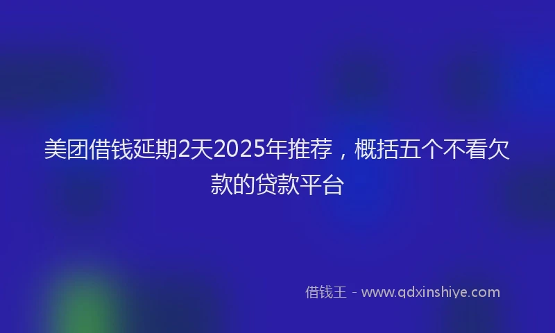 美团借钱延期2天2025年推荐，概括五个不看欠款的贷款平台