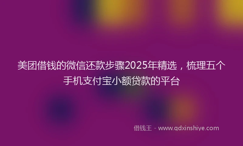 美团借钱的微信还款步骤2025年精选，梳理五个手机支付宝小额贷款的平台