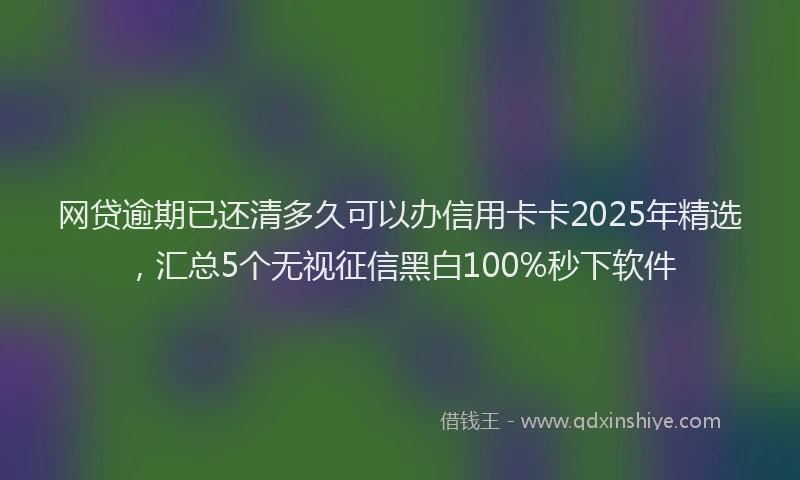 网贷逾期已还清多久可以办信用卡卡2025年精选，汇总5个无视征信黑白100%秒下软件