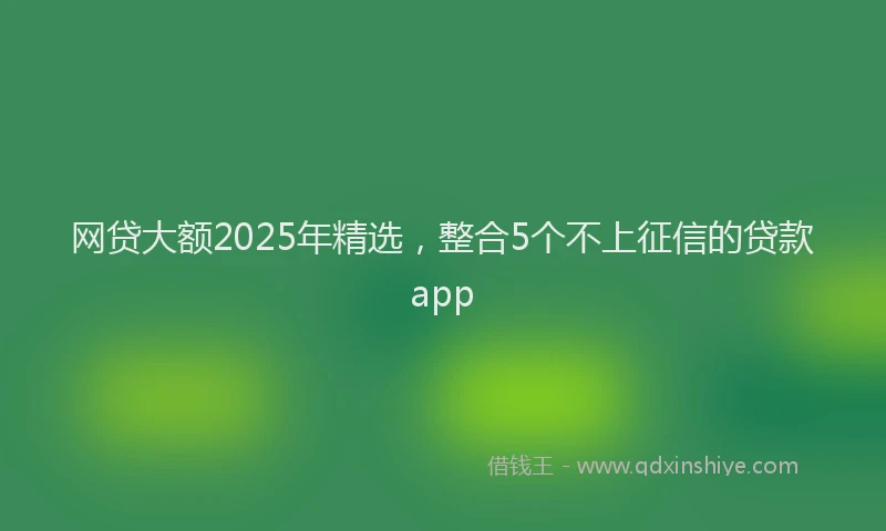 网贷大额2025年精选，整合5个不上征信的贷款app