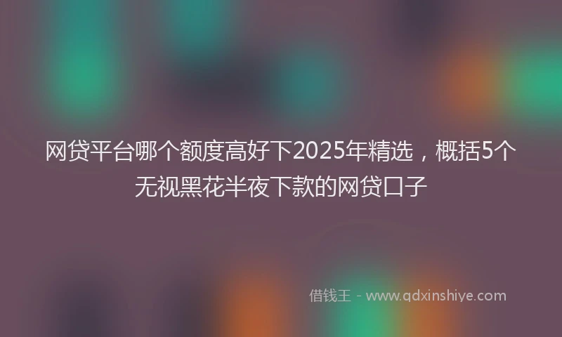 网贷平台哪个额度高好下2025年精选，概括5个无视黑花半夜下款的网贷口子