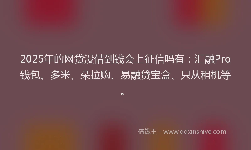 2025年的网贷没借到钱会上征信吗有：汇融Pro钱包、多米、朵拉购、易融贷宝盒、只从租机等。