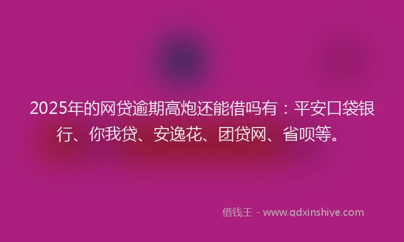 2025年的网贷逾期高炮还能借吗有：平安口袋银行、你我贷、安逸花、团贷网、省呗等。