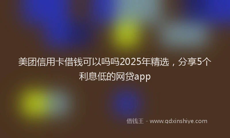 美团信用卡借钱可以吗吗2025年精选，分享5个利息低的网贷app