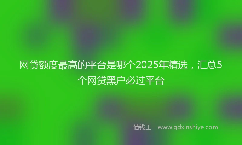 网贷额度最高的平台是哪个2025年精选，汇总5个网贷黑户必过平台